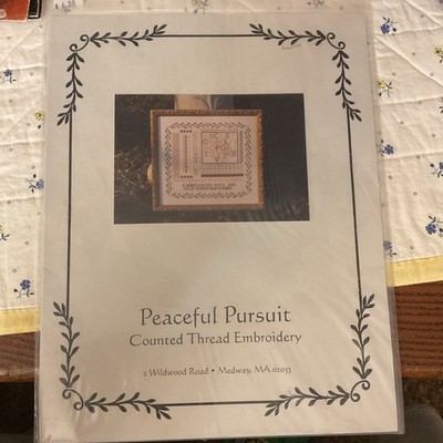 Peaceful Pursuit Sampler Chart. Sample of My Work. Framed cross stitch pattern 