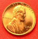 1948-D Lincoln Wheat Cent Penny GEM RED BU From an Original Bank Roll