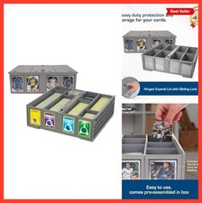 Trading Card Storage Box 3200 Capacity Stackable Gray 2 Pack Hinged Lids