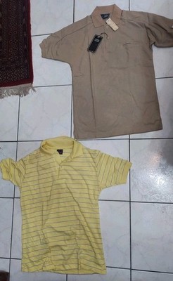 NWT Vintage Polo Lot Pierre Cardin Tan Beige & Yellow Shirt Stripes Macy's  