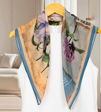 100 Silk Mulberry Scarf petal Print Neckerchief Shawl Bandana 65X65cm Wrap new