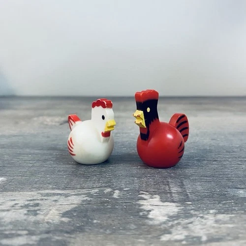 Vintage Fisher Price Little People Red Rooster And White Chicken Farm Animals