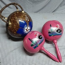 Lote Tropical De Colección Cartera Con Cáscara de Coco Azul Hibisco y Par Rosa Cozumel Maracas