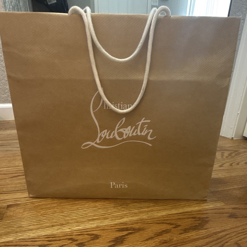 Christian Louboutin Brown Paper Gift Bag Solid w/ White Rope Handles