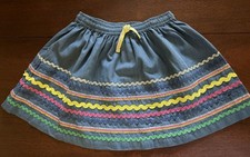 NWT Mini Boden 6/7 Blue Skirt w/ Ric-Rac  Sparkly Trim Originally 55 