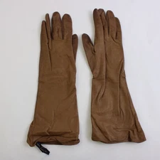 Vintage Dark Brown Leather Mid-Forearm Gauntlet Length Gloves Small/Medium
