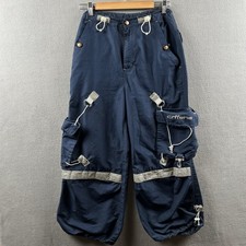 Vintage CAFFEINE Pants Adult Small Blue Parachute Rave Wide Leg Baggy Y2K Skate