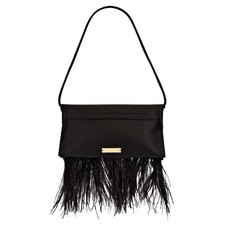 Loeffler Randall Women  s Charlee Feather Flap Clutch Shoulder Bag MSRP 295 