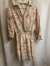 Lilly Pulitzer Abralynn Size 10 Shirt Dress Tan  Gold Palm Trees, Elastic Waist