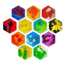 Liquid Sensory Soft Gel Toys - Set of 12 - Hexagonal Sensory Fidget Toys, Wat...