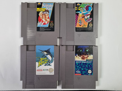 4x NES: KARATE KID, Blue Marlin, Town & Country Surf, Raid on Bungeling US NTSC