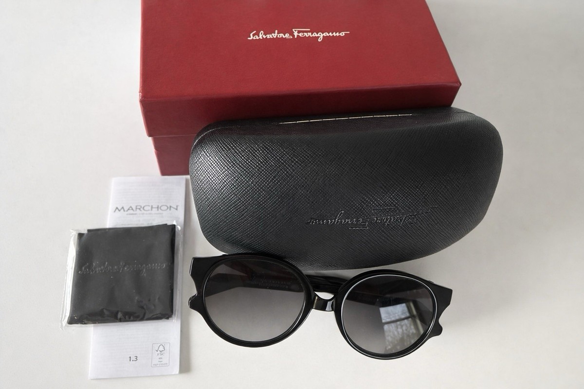 Salvatore Ferragamo SF1068S Black Round Sunglasses – Made in Italy