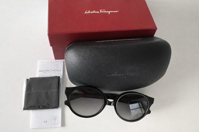 Salvatore Ferragamo SF1068S Black Round Sunglasses   Made in Italy 52mm Full set