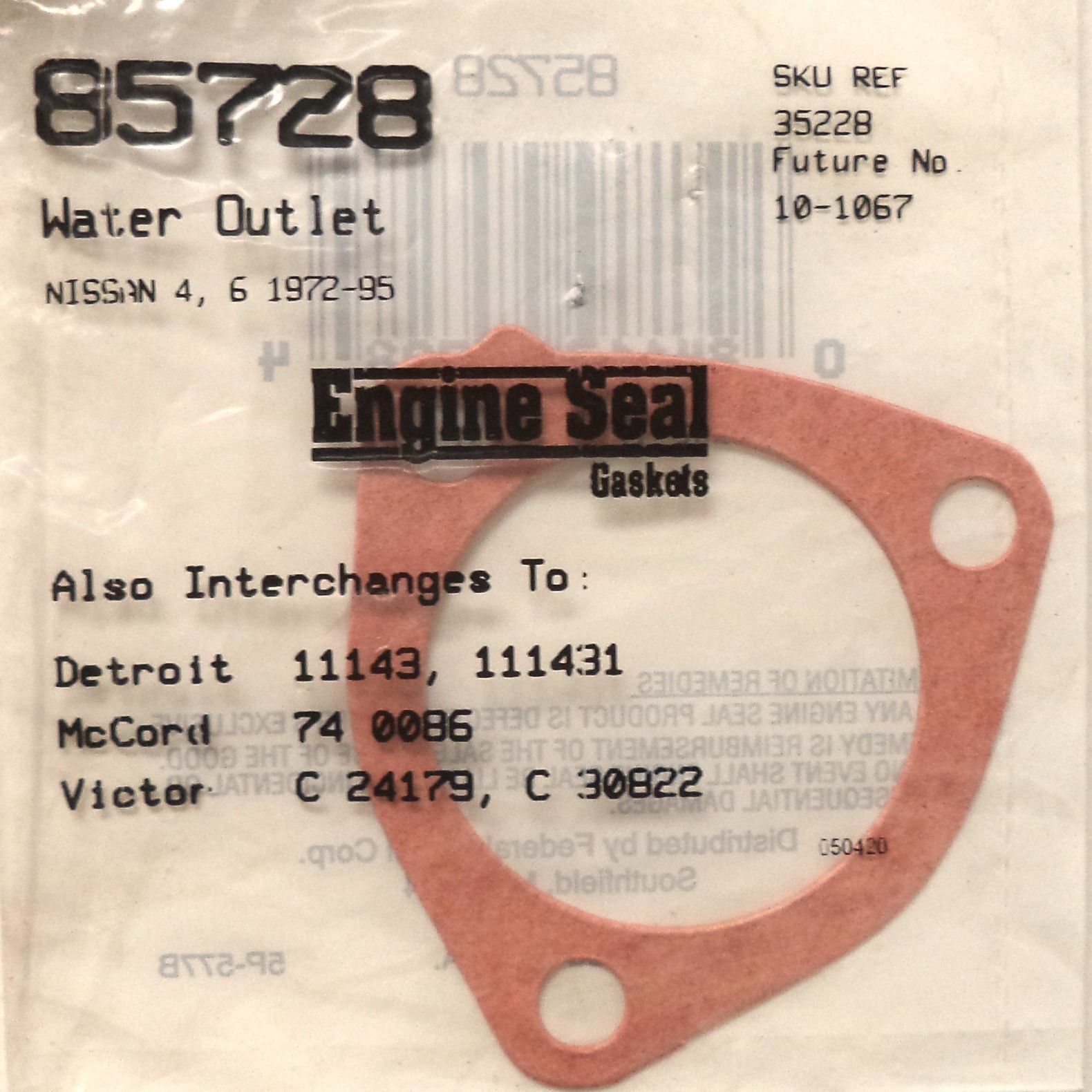 Engine Seal Water Outlet Gasket 85728 35228 Fits Nissan 4 & 6 19721995
