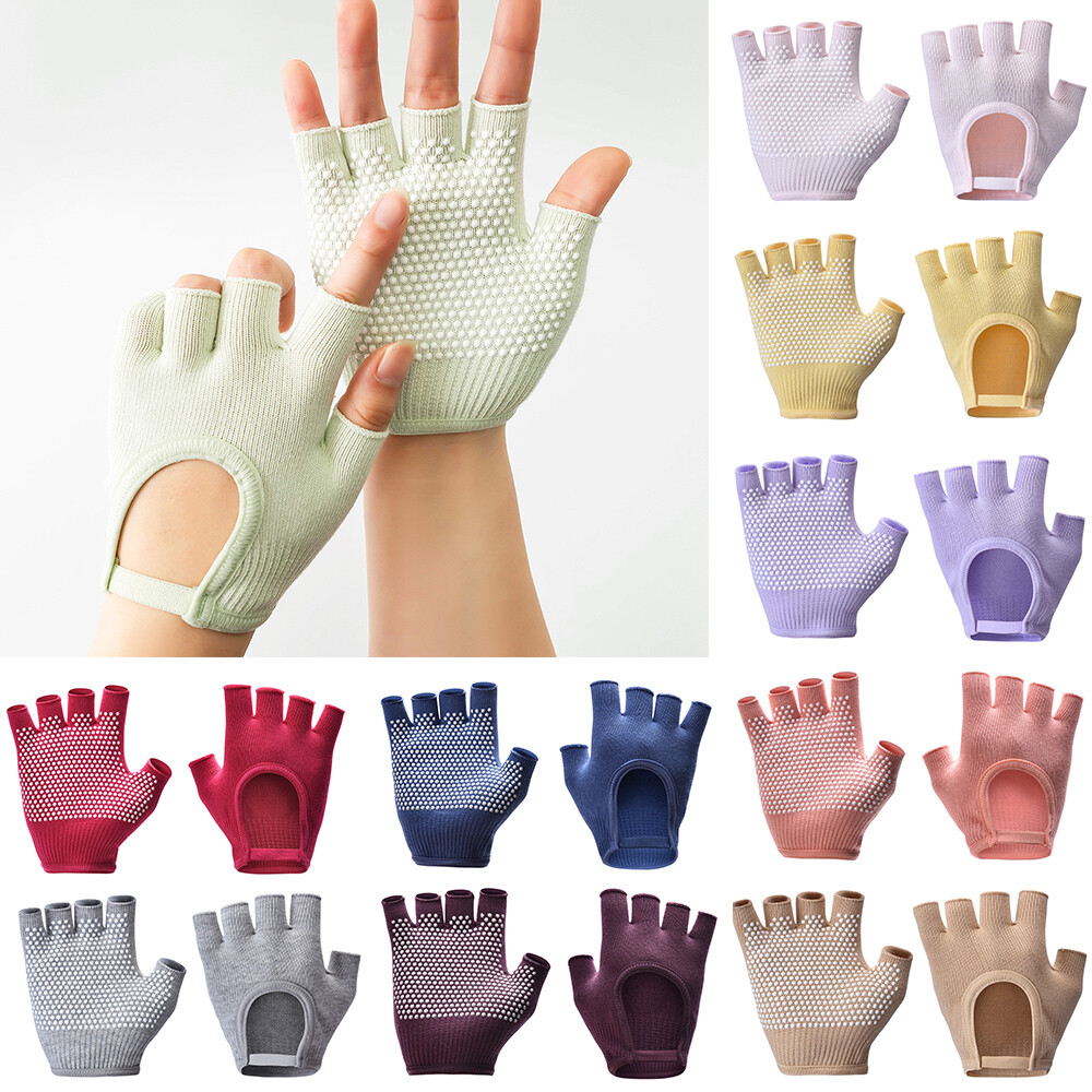Pilates Yoga Non-Slip Grip Workout Gloves Weight Lifting Gym Half Finger  Mitten - Main Image