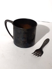 VINTAGE ONEIDA SILVER PLATE CHILDS CUP AND FORK