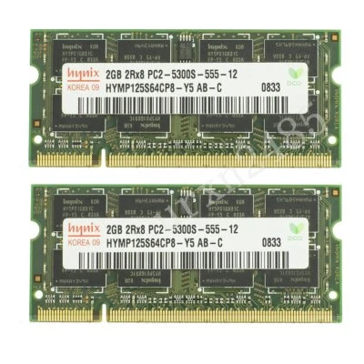 Hynix 4GB 2x 2GB 1GB DDR2 667MHz PC2-5300S 200Pin SODIMM Laptop Memoria SDRAM AB Foto 1 de 4