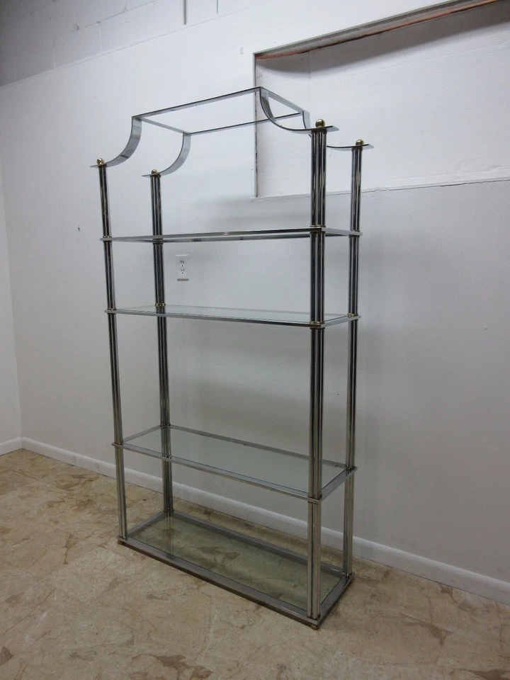 De colección Pagoda Top Cromo Inspiración Asiática Chinoiserie Estante Expositor Etagere Foto 3 de 4