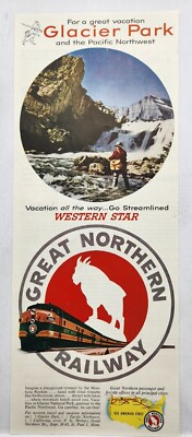 #ad 1953 Great Northern Railway Train Western Star Glacier Park Original Print Ad $29.99
