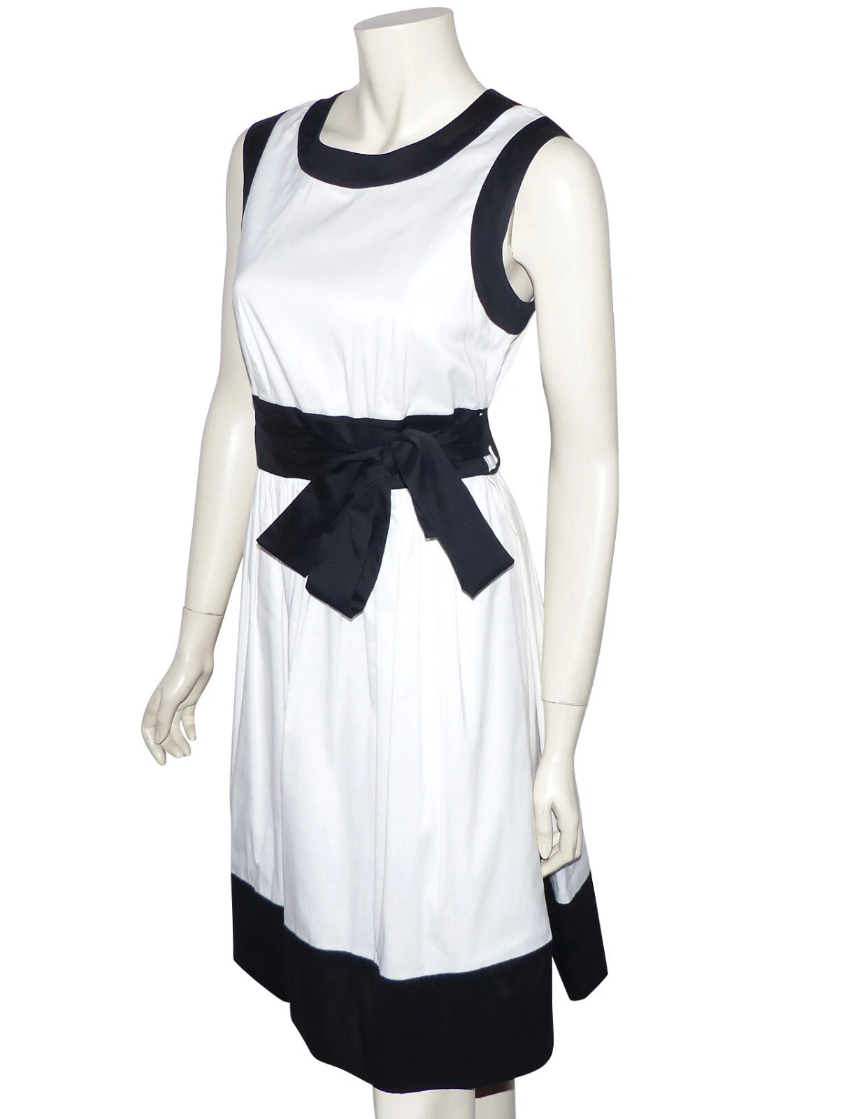 PRADA ROBE EN COTON BLANC ET NOIR white and black Prada dress