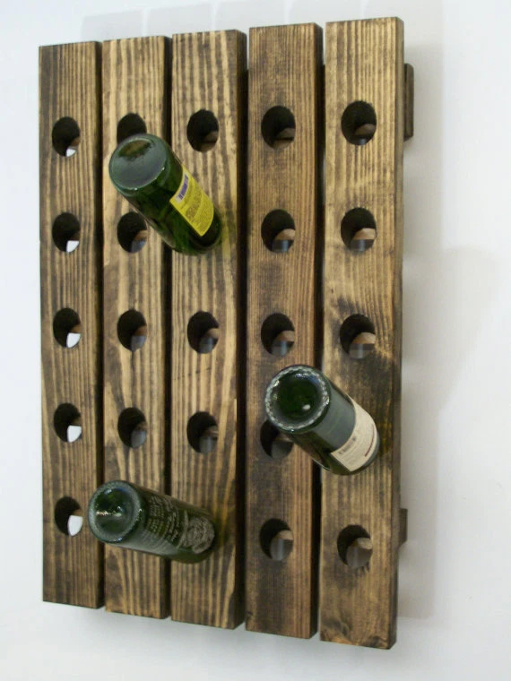 Wine Riddling Rack Hand Made Wood 25 Bottle Wine Rack