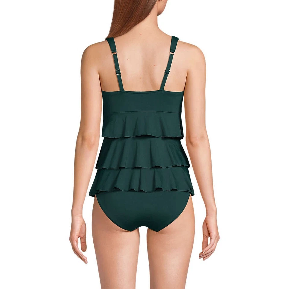NWT Lands' End Womens Smoothing Ruffle Fauxkini One Piece Swimsuit Size 2-18 CL2 - Image 2 of 4