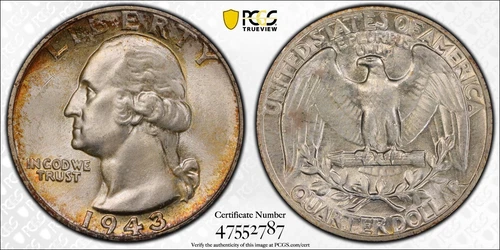 1943 P Washington Quarter .25C  PCGS MS66