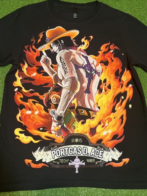 ONE PIECE Portgas D. Ace Anime T-Shirt Size Small Big Print Manga Netflix  Movie