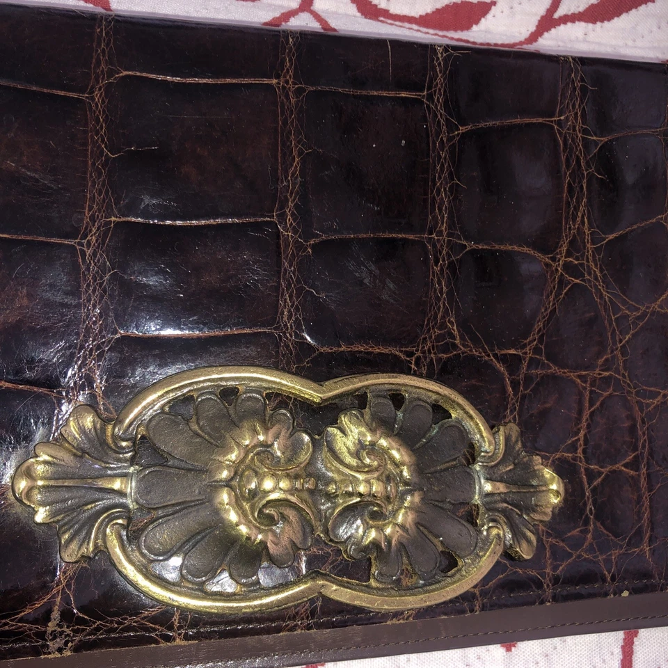 SUPERBE SAC VINTAGE EN CROCO VÉRITABLE - Photo 2/4