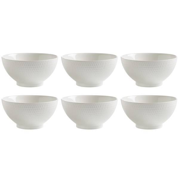 6er Set Salatschalen, Schüsseln DIAMONDS ROUND D. 18cm weiß Maxwell & Williams