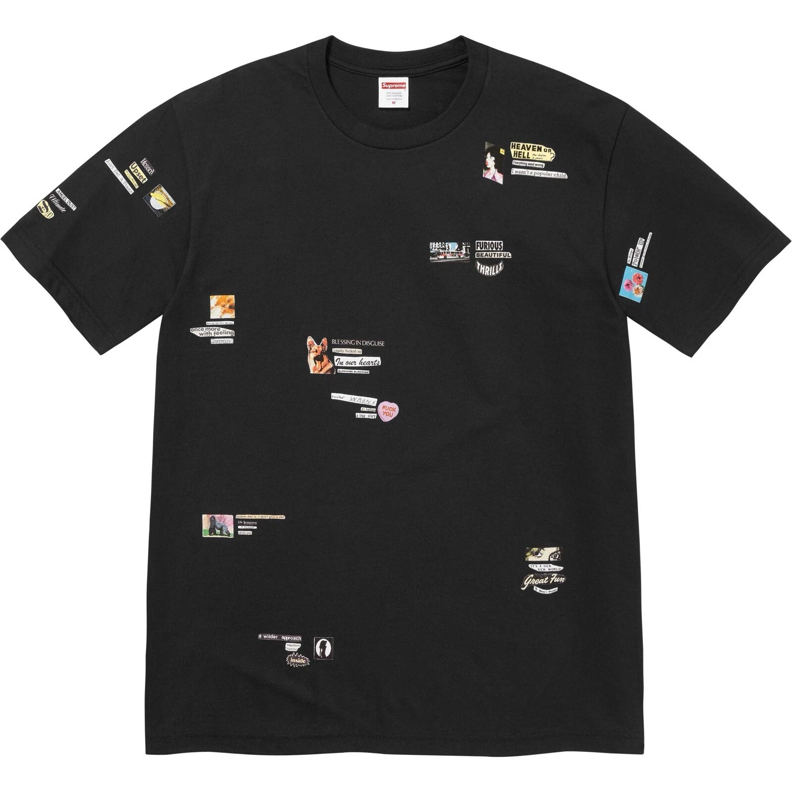 SUPREME Upset Tee T shirt manches courtes coton logo en noir FW24 homme taille XXL