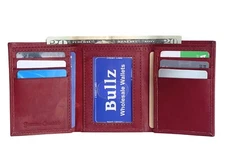 Bullz Leather Men's Wallet Slim Trifold Credit Card Holder Wallet For Men