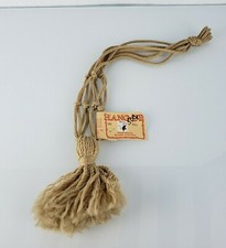 Vintage Macrame Plant Hanger Brown Wooden Bead Mid Century