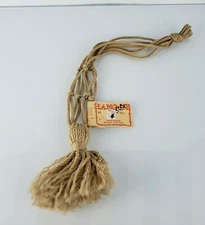 Vintage Macrame Plant Hanger Brown Wooden Bead Mid Century