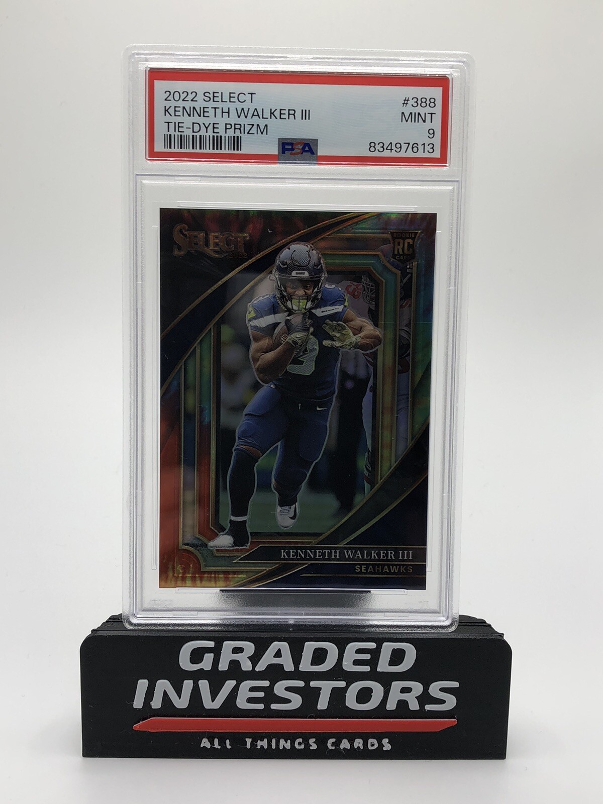 2022 Panini Select Suite Level /25 Kenneth Walker III #388 Tie-Dye SSP PSA9