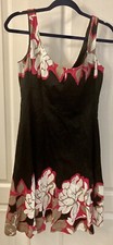 Nine West Sz 8 Women's Dress High Waist Sleeveless Fit And Flare Black & Floral