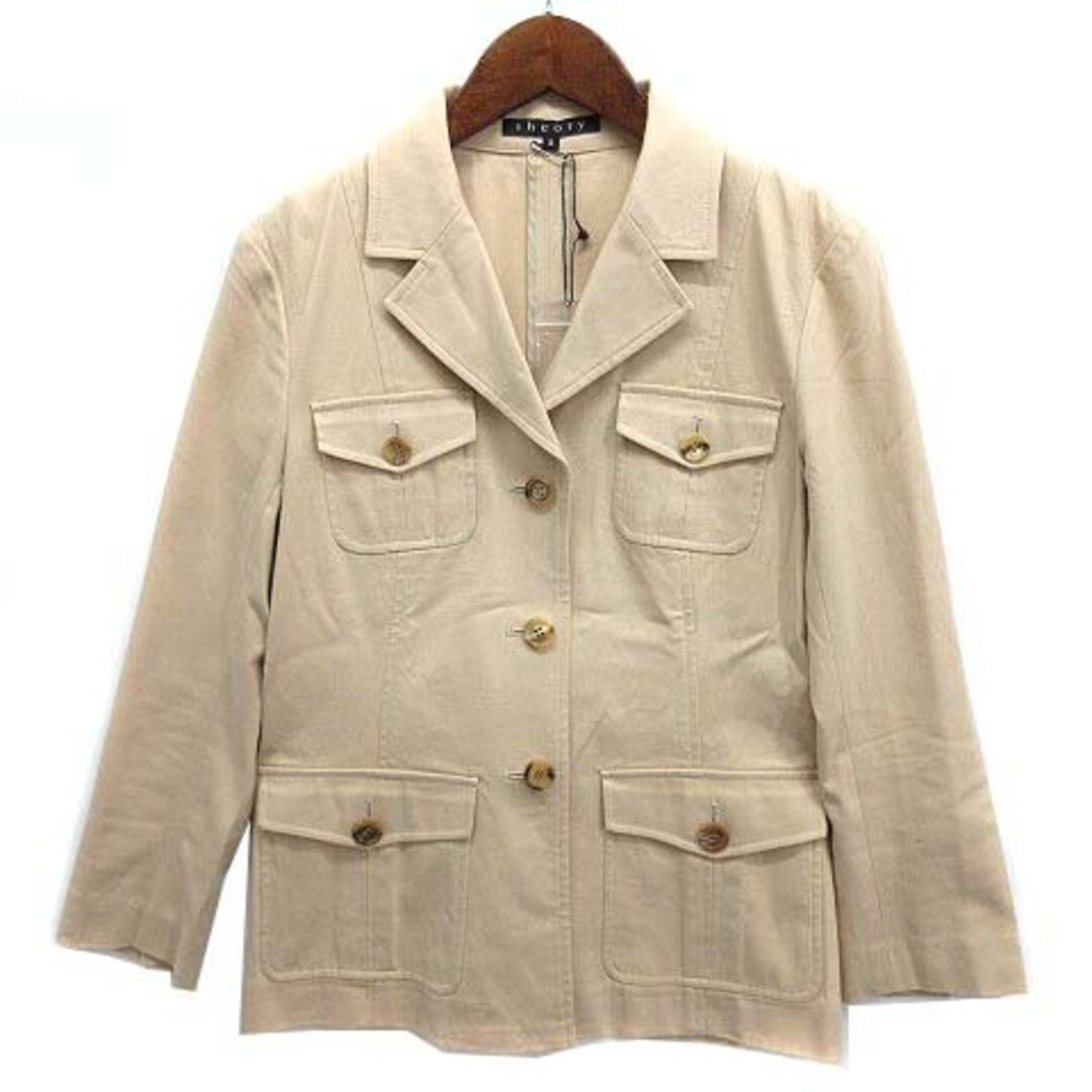 THEORY HUNTING JACKET STRETCH CANVAS SHELLY LIGHT BEIGE 2 Used  