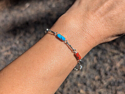 Quality Vintage Navajo Coral Native American Jewelry Silver Star 3'd Sterling Bracelet Quality Vintage Navajo Coral Native American Jewelry Silver Star 3'd Sterling Bracelet