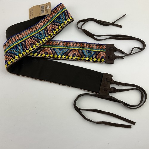 NWT Hollister Beaded Suede Tassel Belt Multicolor Aztec Boho Hippie Festival M/L - Picture 7 of 14