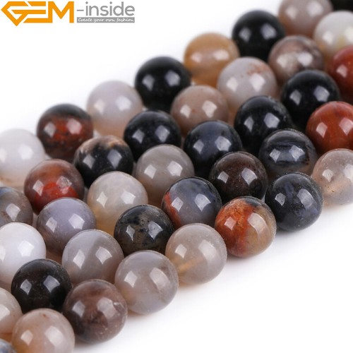 Natural Brown American Wooden Agate Gemstone Beads For Jewelry Making Strand15'' - Picture 4 of 24