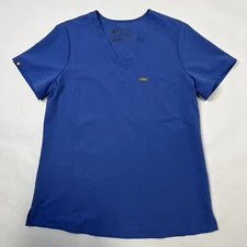 Figs Technical Catarina Scrub Top Blue Womens Small Pockets PO 1557 Ceil Blue
