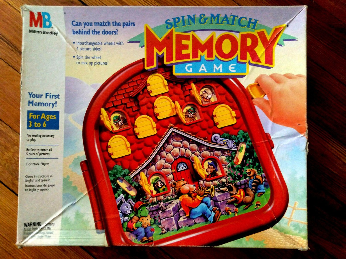VINTAGE 1990 MILTON BRADLEY SPIN & MATCH MEMORY GAME COMPLETE YOUR