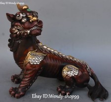 Unique Purple Bronze Gilt Dragon Pixiu Beast Feng Shiu Guardian Animal Statue