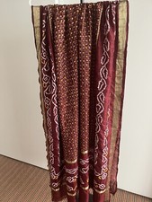 New Heirloom Burgundy Gold Indian Wedding Bandhani Wrap Stole Silk Dupatta Scarf