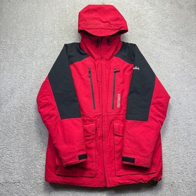 Cabelas Jacket Mens L Reg Red Black Guidewear Gore-Tex Thinsulate Zipper Flaw