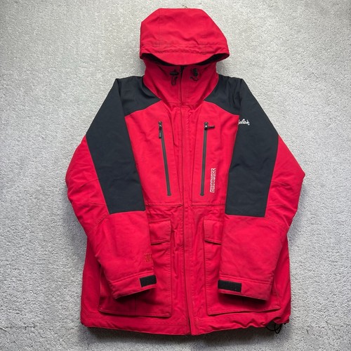 Cabelas Jacket Mens L Reg Red Black Guidewear Gore-Tex Thinsulate Zipper Flaw