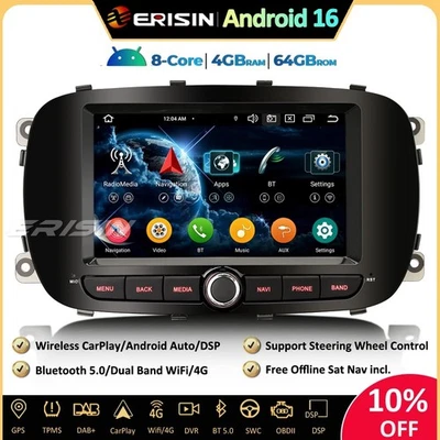 8-Core 64GO DAB+Android 16 Autoradio GPS pour Fiat 500X CarPlay Canbus OBD2 TNT - Photo 1/4