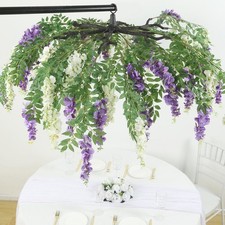 55" CREAM PURPLE Silk Wisteria Vine Hanging Artificial FLOWER Chandelier Party