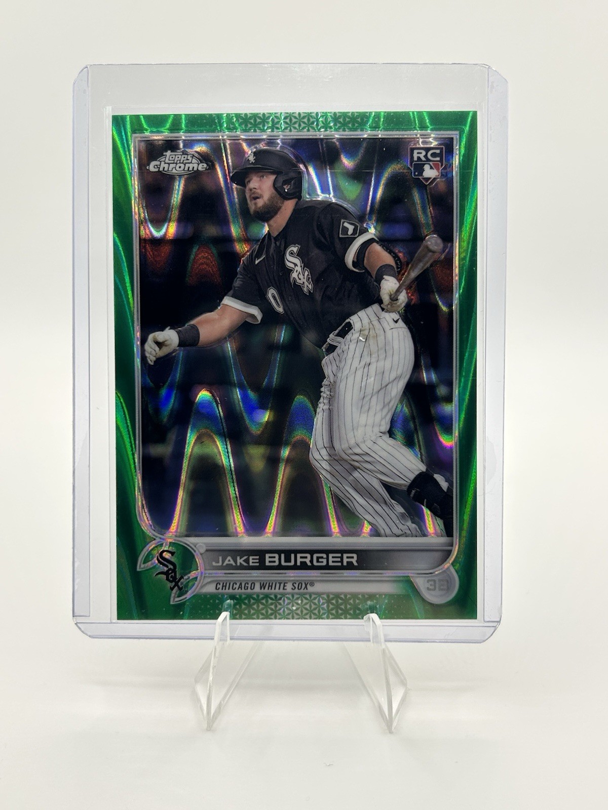 2022 Topps Chrome Sonic Jake Burger #29 Green RayWave Refractor /99 (RC)