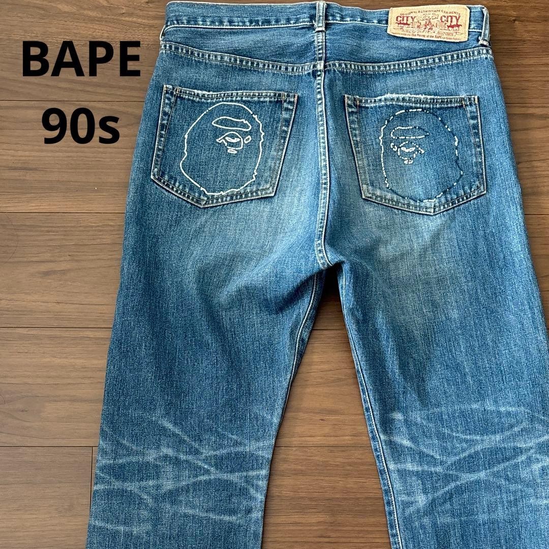 A Bathing Ape BAPE Denim Pants Jeans Light Blue M BA0226191